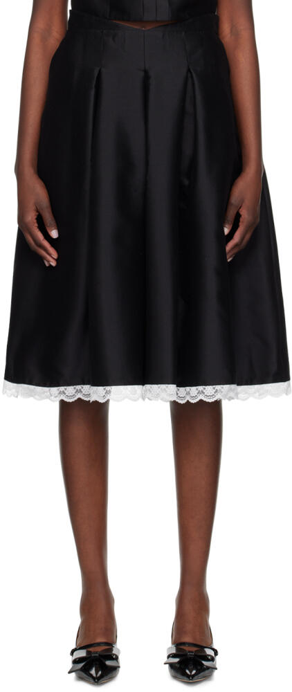 SHUSHU/TONG Black Darted Midi Skirt Cover