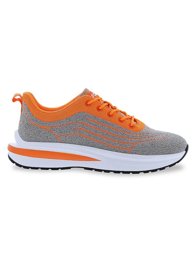 French Connection Men's Crew Athletic Low Top Knit Sneakers - Orange Cover