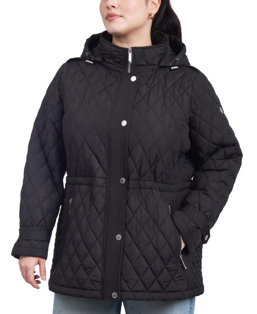 Michael Michael Kors Women's Plus Size Quilted Hooded Anorak Coat - Black Cover