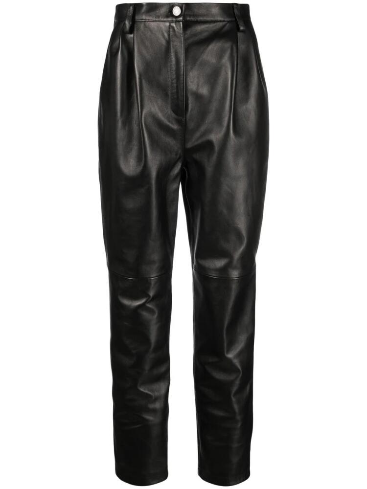 Magda Butrym high-waisted tapered leather trousers - Black Cover