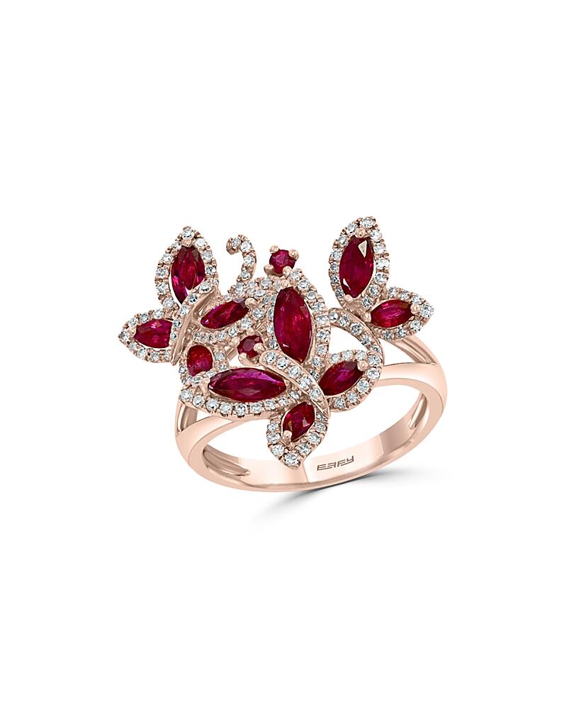 Bloomingdale's Fine Collection Ruby & Diamond Butterfly Statement Ring in 14K Rose Gold -Exclusive Cover