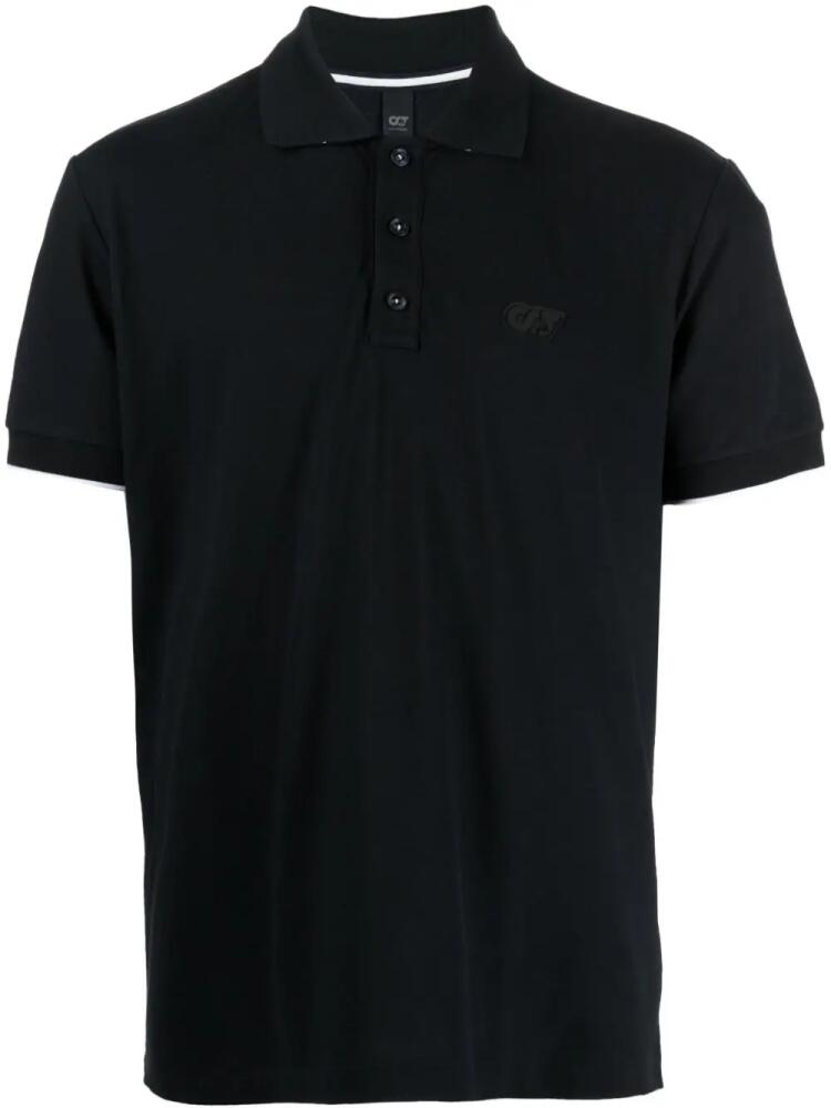 Alpha Tauri logo-appliqué piqué polo shirt - Black Cover