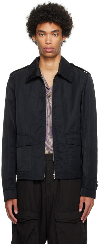 Dries Van Noten Black Spread Collar Jacket Cover