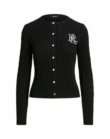 Lauren Ralph Lauren Cable-knit Cotton Cardigan Woman Cardigan Black Cotton Cover