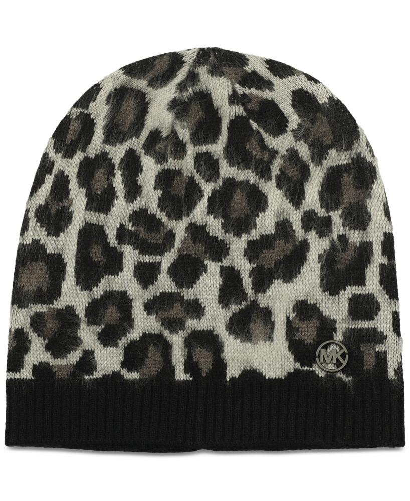 Michael Michael Kors Women's Brushed Three Color Leopard Beanie - Pearl Heather Cover