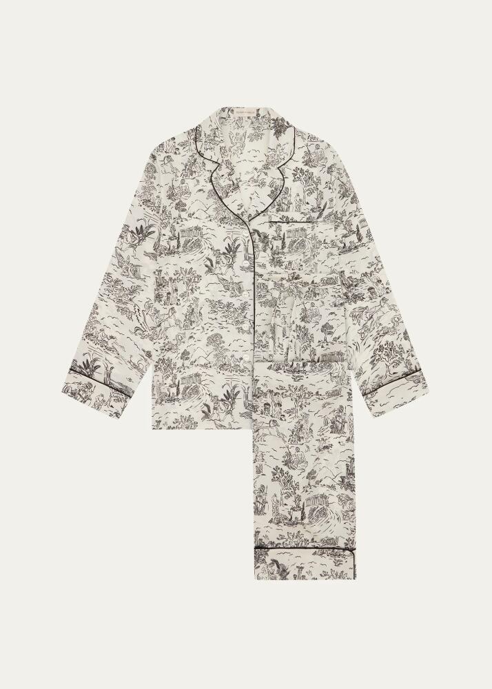 Olivia von Halle Lila Toile-Print Silk Pajama Set Cover