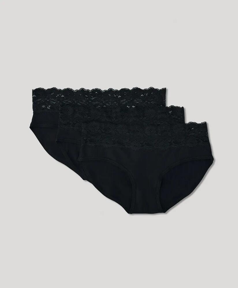 Pact Organic Lace Waist Brief 3-Pack in Black Cover