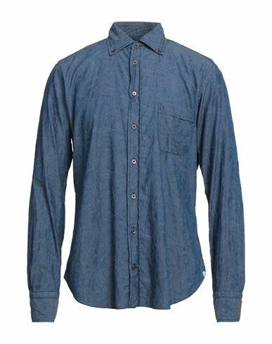 Drumohr Man Shirt Slate blue Size 15 ½ Cotton Cover