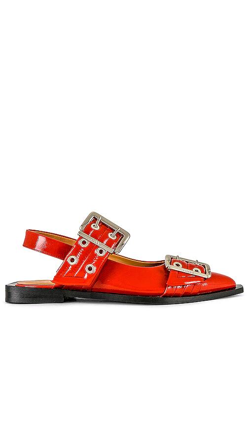 Ganni Buckle Ballerina Naplack in Red Cover