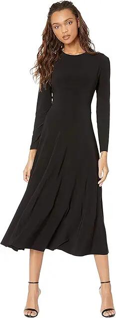 Norma Kamali Long Sleeve Flared Dress (Black) Women's Dress Cover