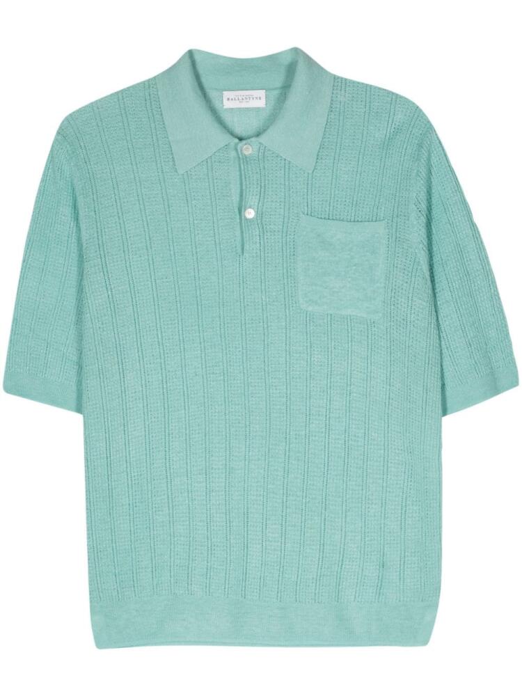 Ballantyne open-knit linen polo shirt - Green Cover