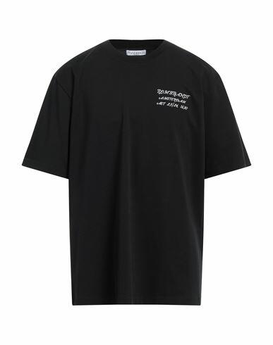 Jw Anderson Man T-shirt Black Cotton, Elastane Cover