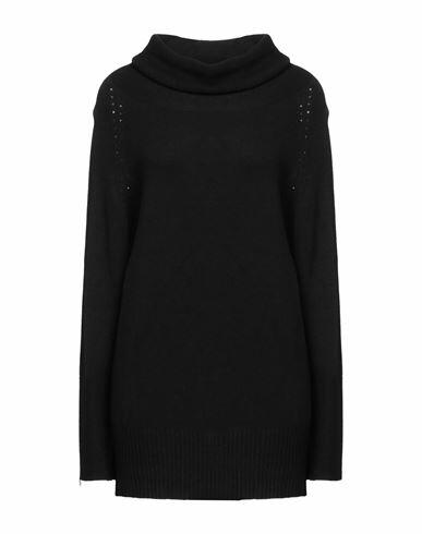 Biancoghiaccio Woman Turtleneck Black Viscose, Polyester, Polyamide Cover