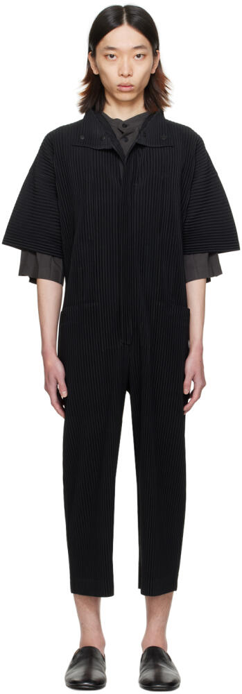 HOMME PLISSÉ ISSEY MIYAKE Black Pleats Bottoms Jumpsuit Cover