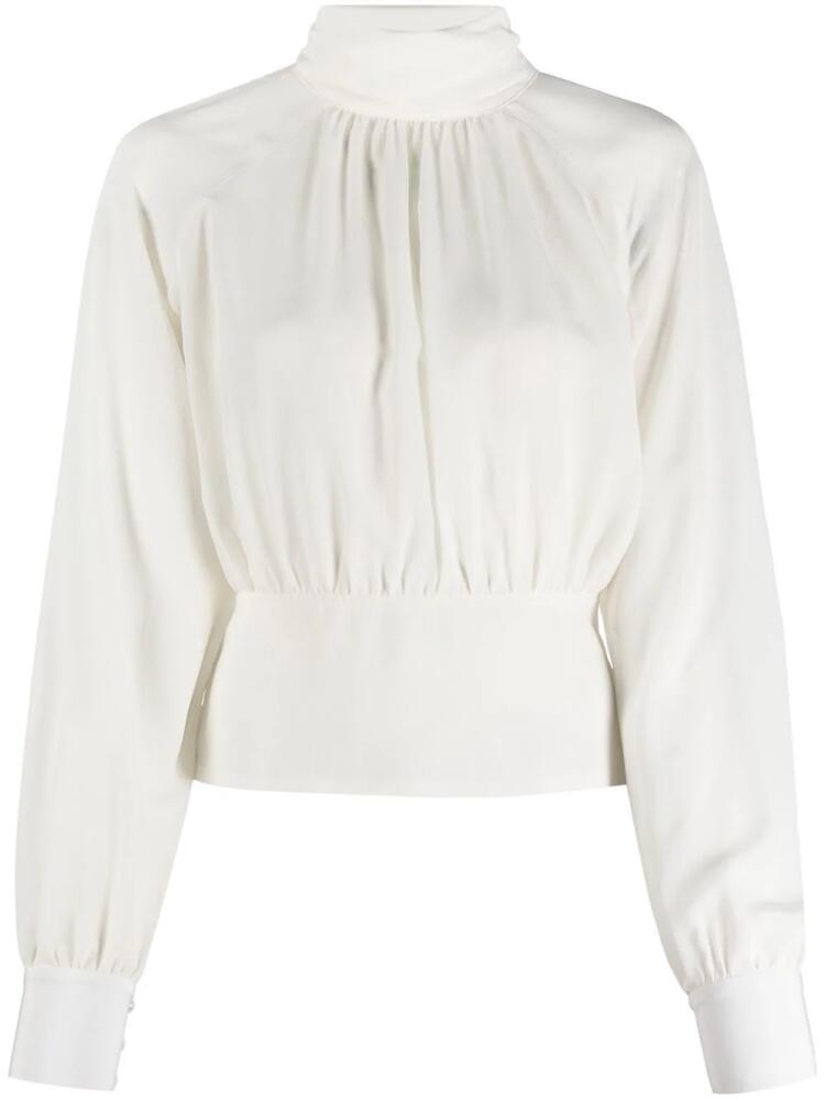 Filippa K mock-neck silk blouse - White Cover