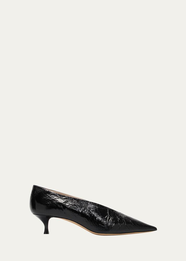 Le Monde Beryl Crinkle Leather Kitten-Heel Pumps Cover