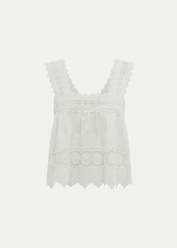 Posse Amelia Cutwork Embroidery Cotton Square-Neck Top Cover