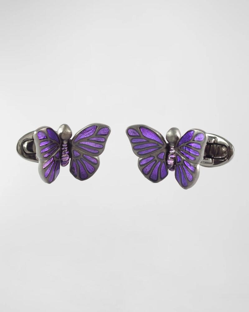 Jan Leslie Enamel Butterfly Cufflinks, Purple Cover