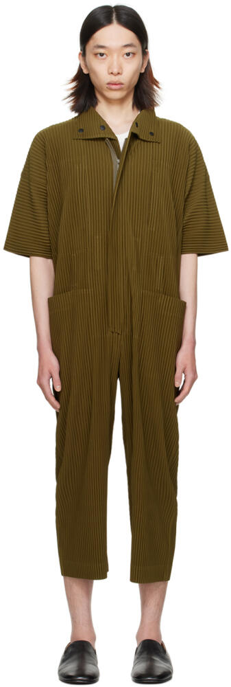 HOMME PLISSÉ ISSEY MIYAKE Khaki Pleats Bottoms Jumpsuit Cover