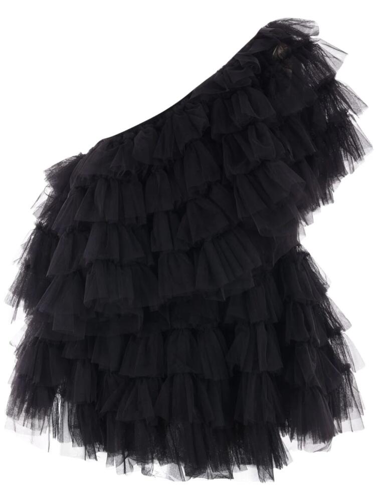 Molly Goddard Lisa ruffled one-shoulder top - Black Cover