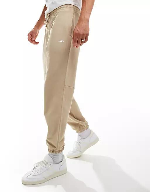 Pull & Bear STWD sweatpants in stone-Neutral Cover