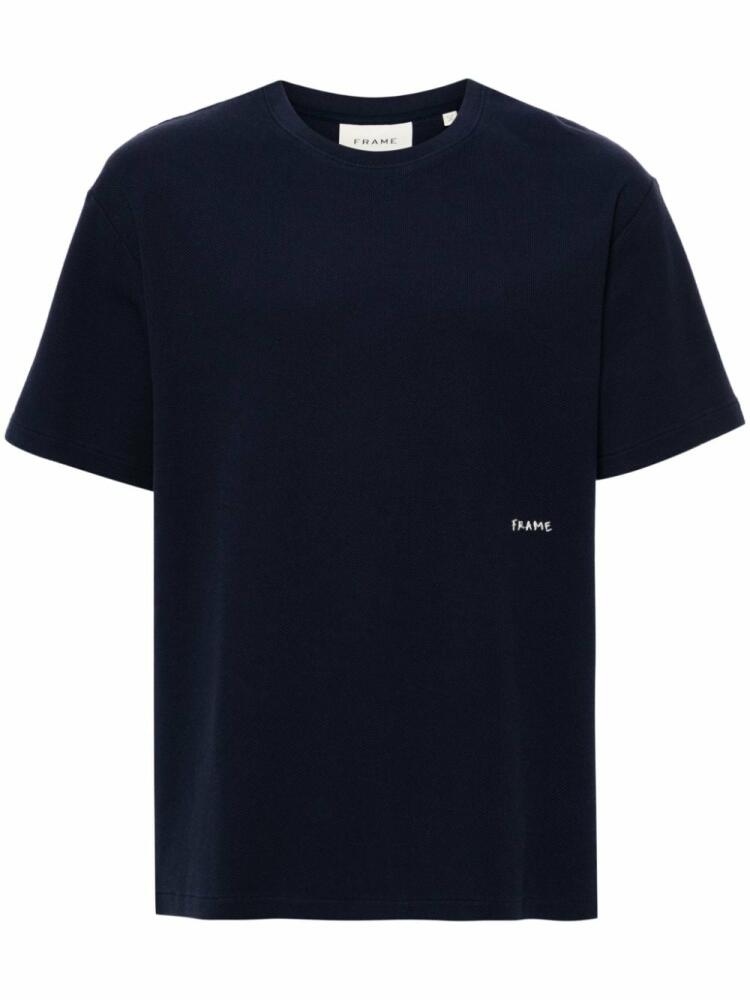 FRAME logo-embroidered piqué T-shirt - Blue Cover