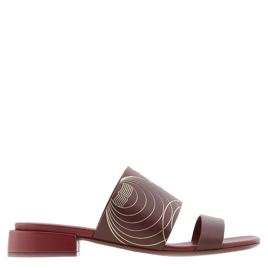 Burberry Myla Ladies Dark Maroon Slides Sandals Cover