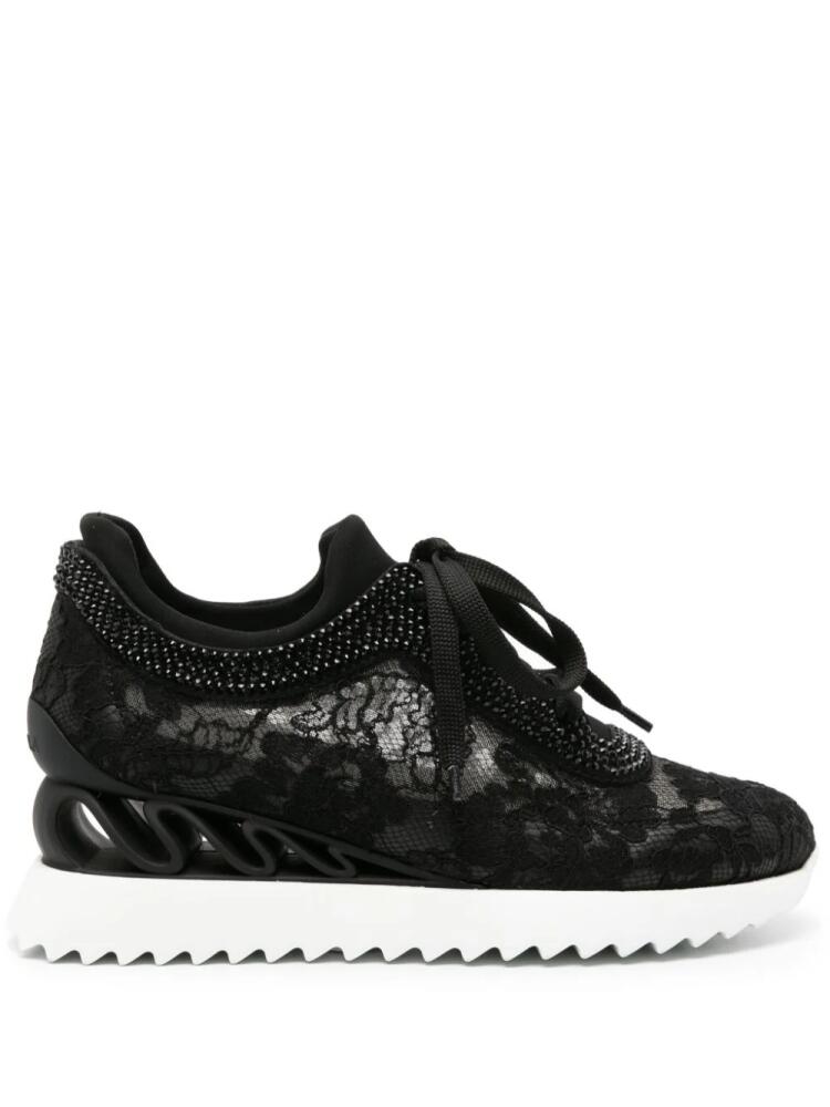 Le Silla Reiko Wave floral-lace sneakers - Black Cover