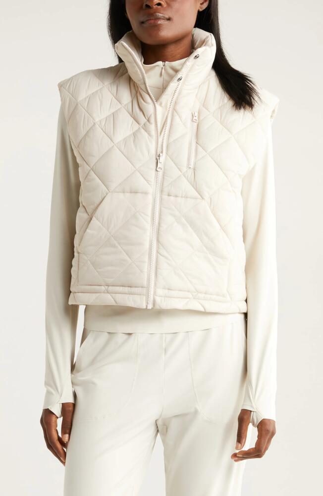 Zella Reversible Quilted Nylon Puffer Vest in Grey Moonbeam Cover