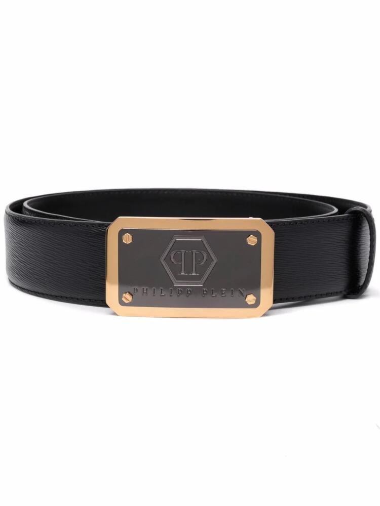 Philipp Plein logo-plaque leather belt - Black Cover