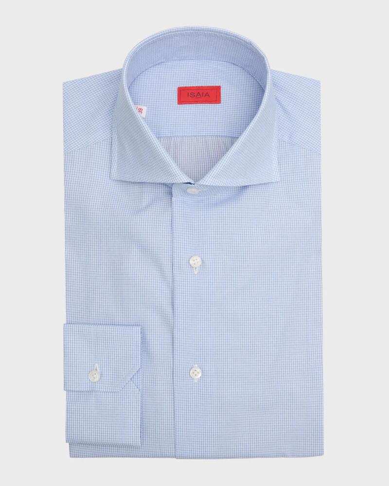 Isaia Men's Cotton Micro-Check Dress Shirt Cover