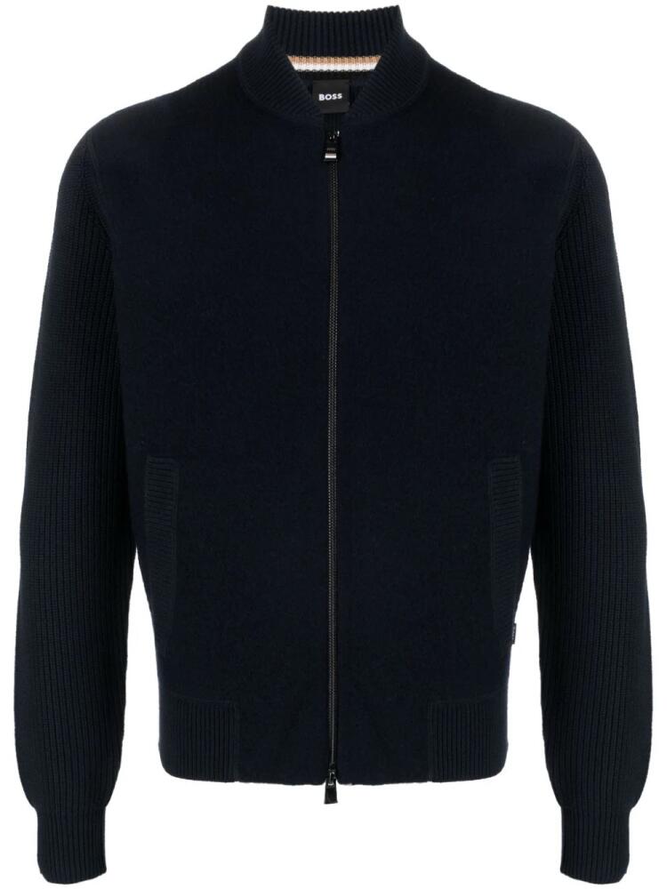 BOSS zip-up long-sleeved cardigan - Blue Cover