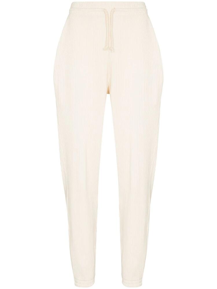 Baserange ribbed-knit organic cotton track pants - Neutrals Cover