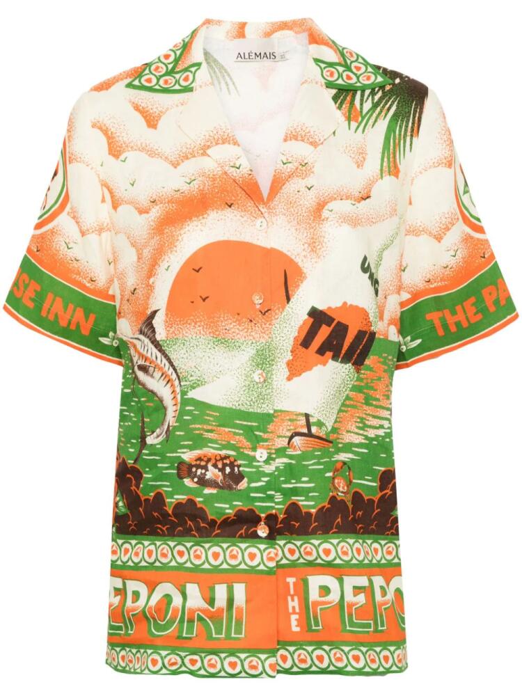 ALEMAIS Bungalow artwork-print shirt - Orange Cover