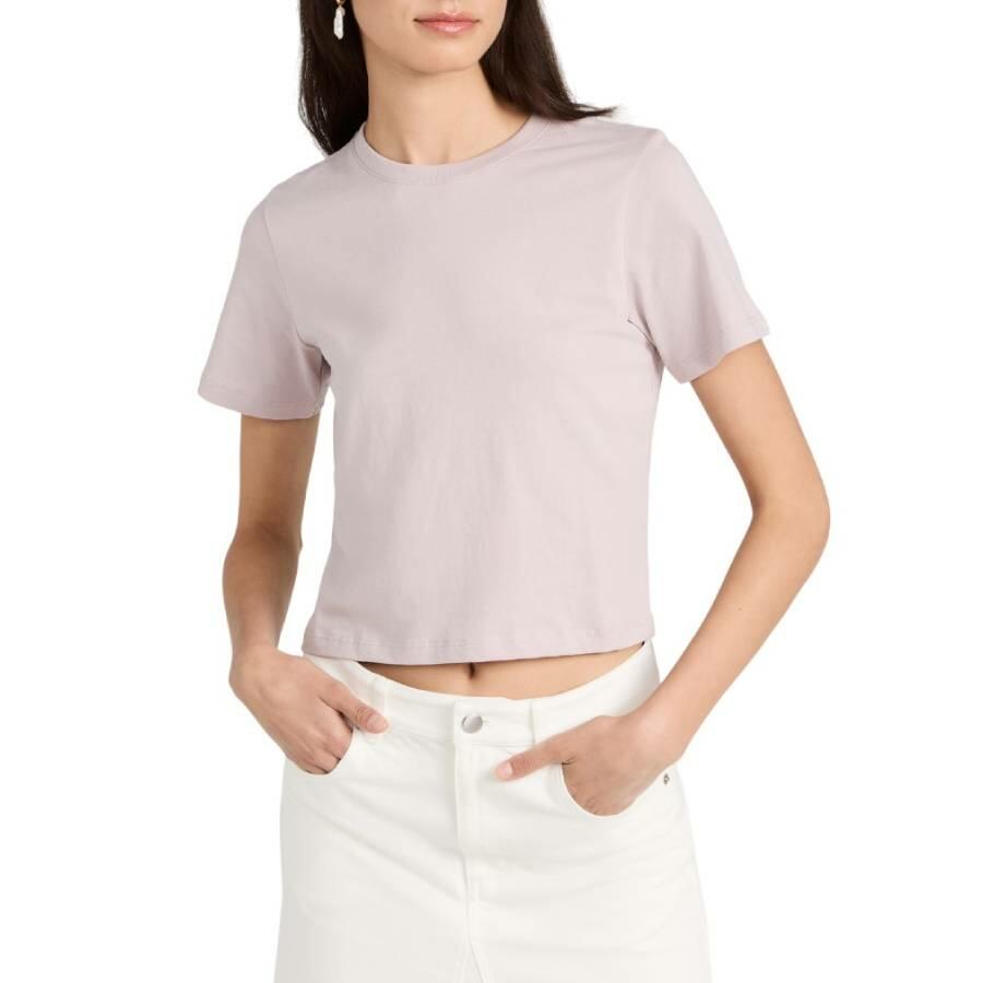 Tibi Ladies Wheat Cotton Cropped T-Shirt Cover