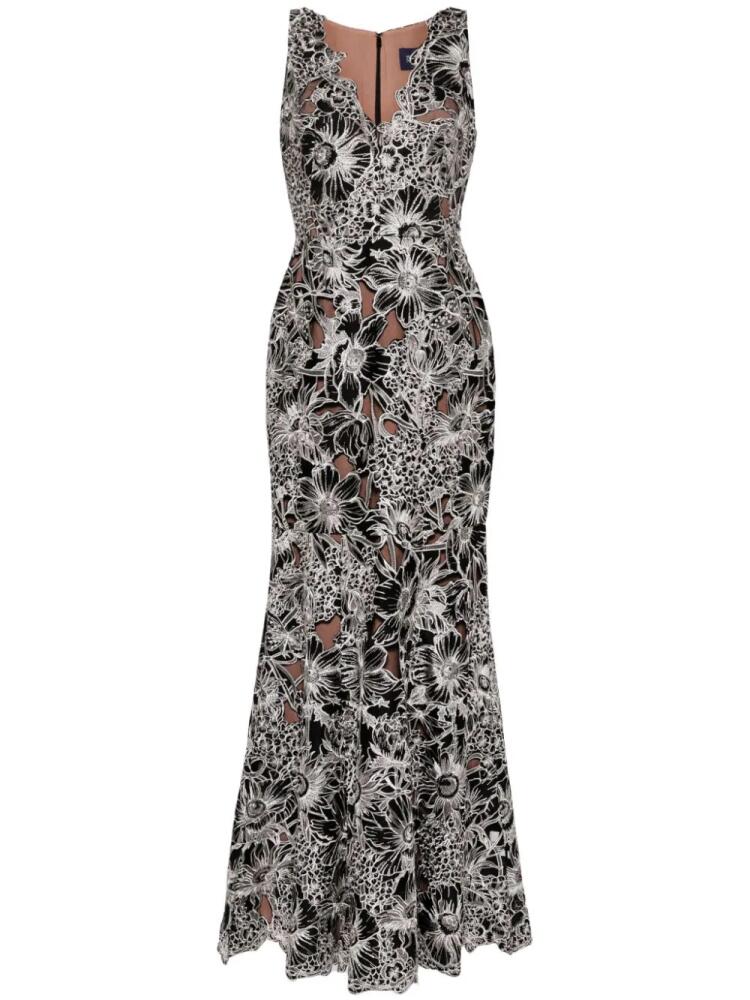 Marchesa Notte Anthousai floral-appliqué mermaid gown - Black Cover