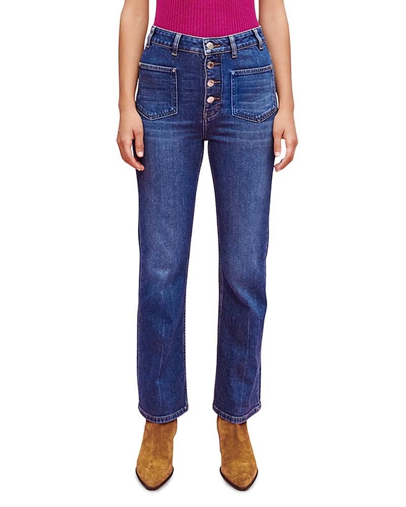 Maje Passiony High Rise Straight Jeans in Blue Cover