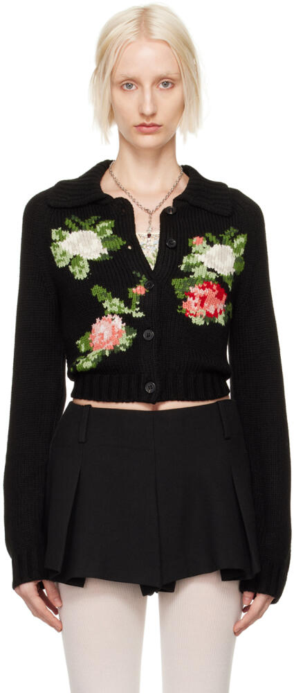 Yuhan Wang Black Rose Intarsia Cardigan Cover