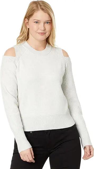 DKNY Long Sleeve Cutout Shoulder Sweater (Smoke Grey Heather) Women's Clothing Cover