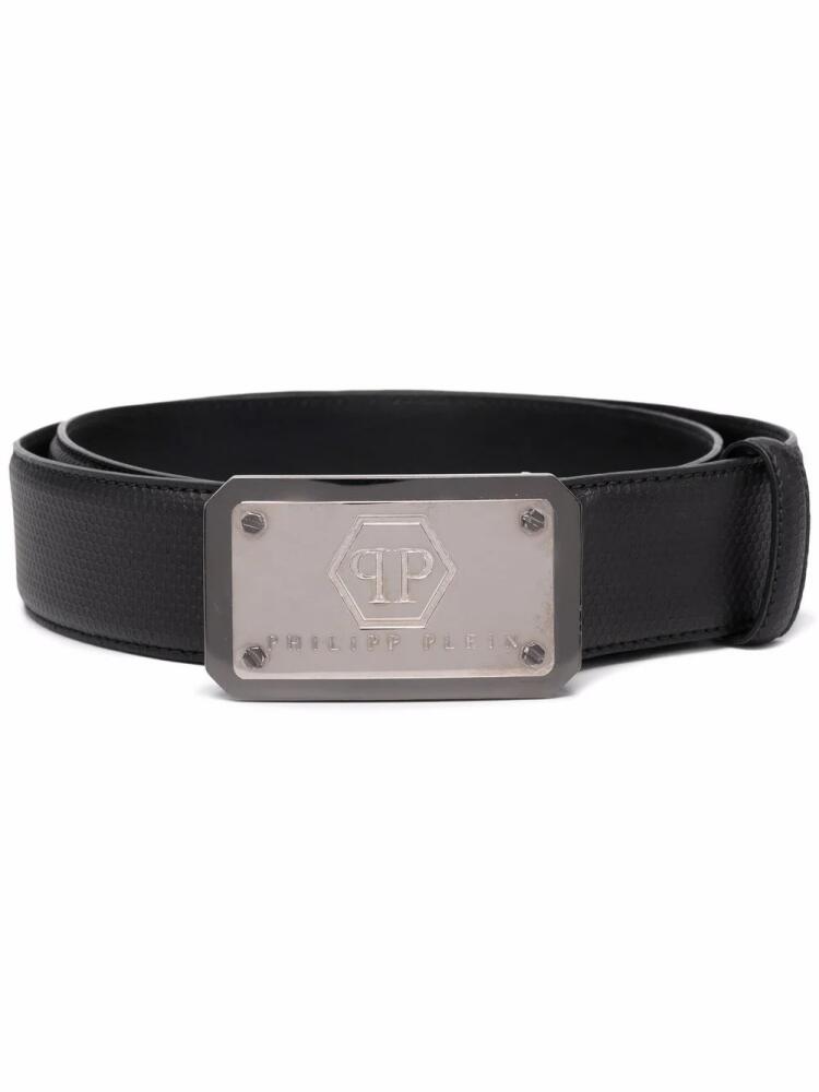 Philipp Plein logo-plaque leather belt - Black Cover