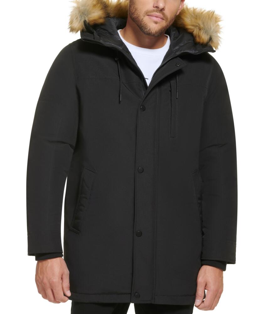 Calvin Klein Men's Long Parka with Faux-Fur Lined Hood - Black Cover