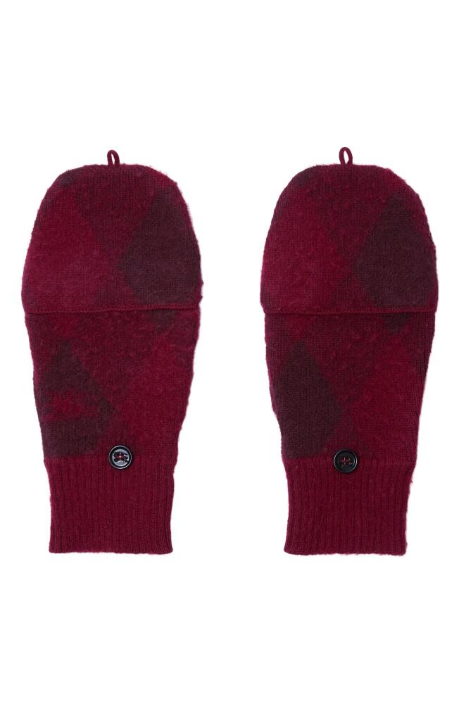 burberry Argyle Convertible Wool Mittens in Ripple Plum Cover