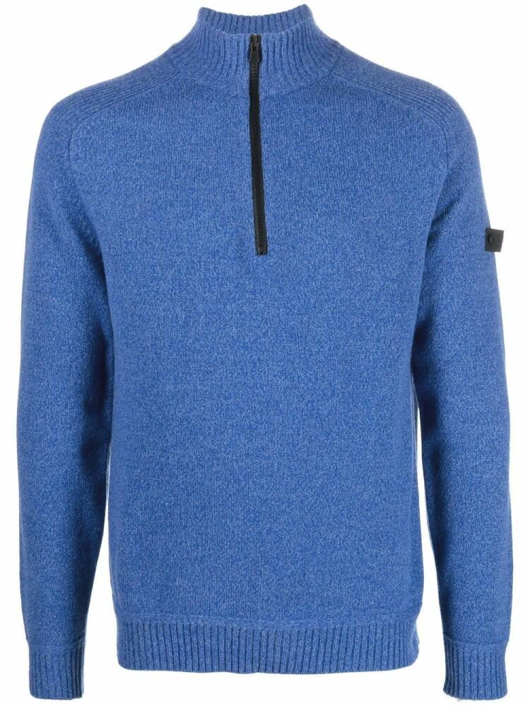 Peuterey logo-patch half-zip jumper - Blue Cover