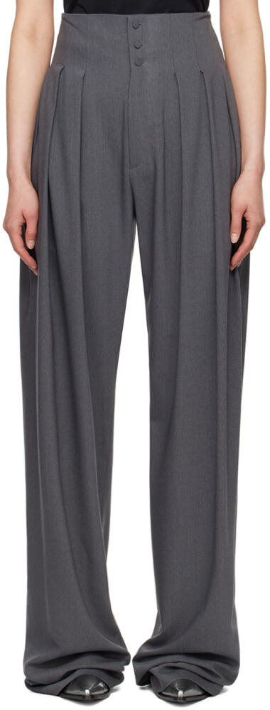 AARON ESH Gray Pleated Trousers Cover