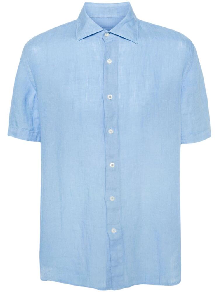 120% Lino short-sleeve linen shirt - Blue Cover