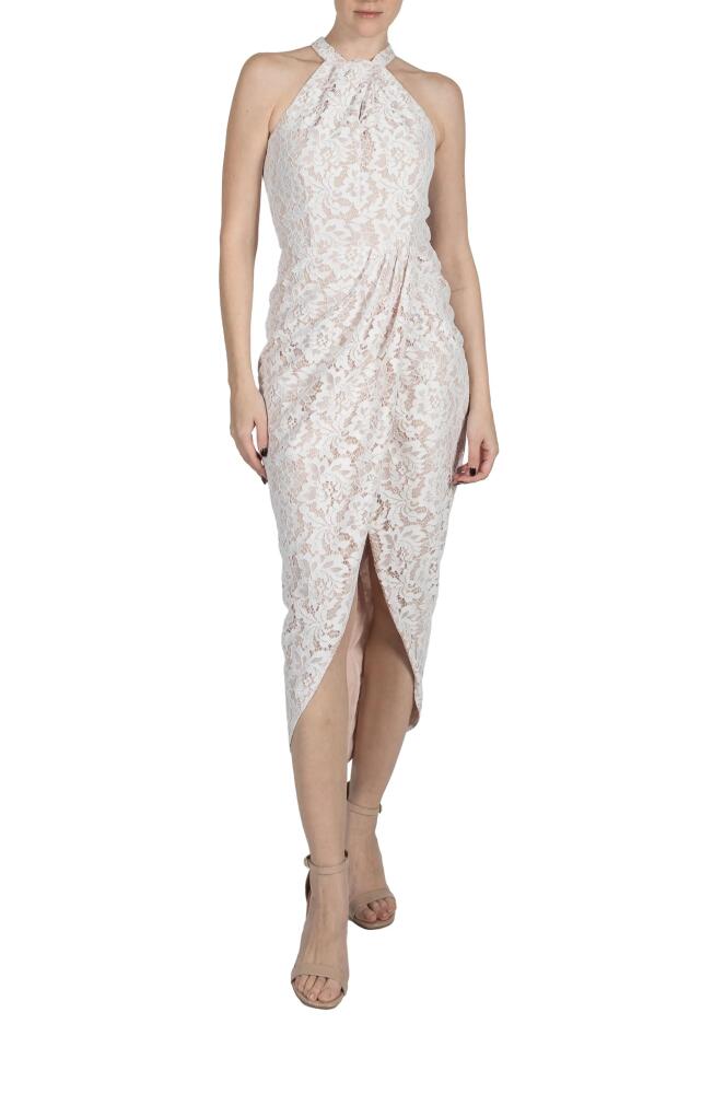 Julia Jordan Twist Neck Tulip Hem High-Low Dress in Ivory Cover