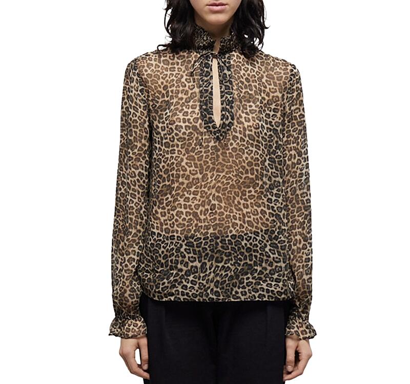 The Kooples Leopard Print Peasant Blouse Cover