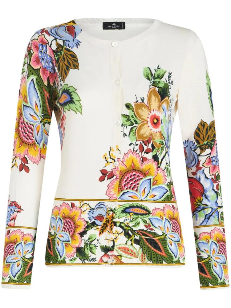 ETRO intarsia-knit silk blend cardigan - White Cover