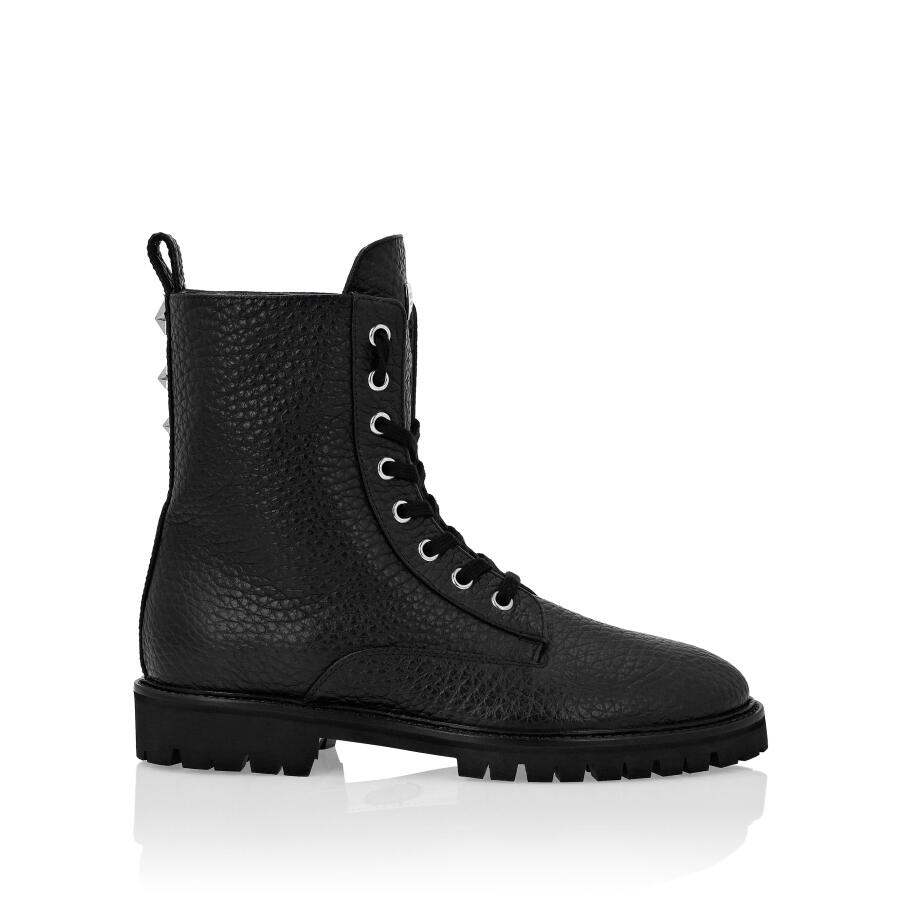 Philipp Plein Stars Studs Leather Commando Boots Cover