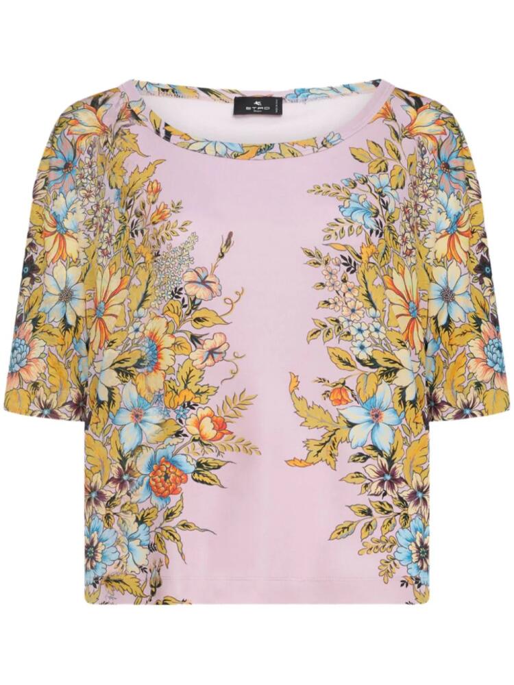 ETRO floral-print boat-neck T-shirt - Pink Cover